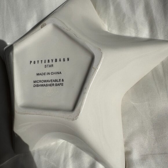EUC, Pottery Barn Star Shape Serving Dish, Ceramic, Cream with Brown Trim, 7 in. - Picture 9 of 9
